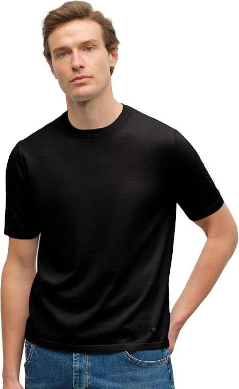 KVSS Men's T-Shirts Pima Supima Cotton & Cashmere Lightweight Breathable Knit T Shirt Short Sleeve Round Neck Luxury T-Shirt
