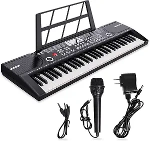 61 keys keyboard piano, Electronic Digital Piano with Built-In Speaker Microphone, Sheet Stand and Power Supply, Portable piano Keyboard Gift Teaching for Beginners