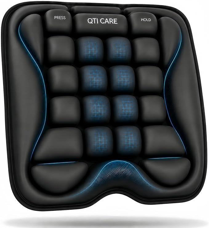 Seat Cushion, Air-Cell Travel Cushion for Long Flights, Inflatable Portable Seat Pad with Built-in Pump for Air Travel, Car, Office Chair and Wheelchair